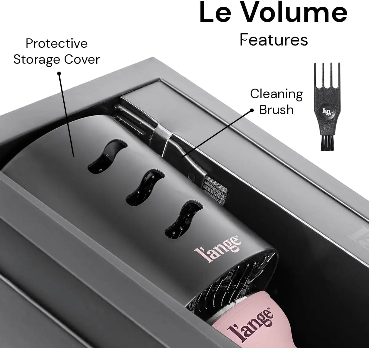 L'ANGE HAIR - Le Volume 2-In-1 Titanium Blow Dryer Brush | Frizz Control Blowout Hair Dryer Brush for Drying and Straightening | Volumizing Hot Air Styler for All Hairstyles, Storage, Multifunctional Hair Dryer, Handle