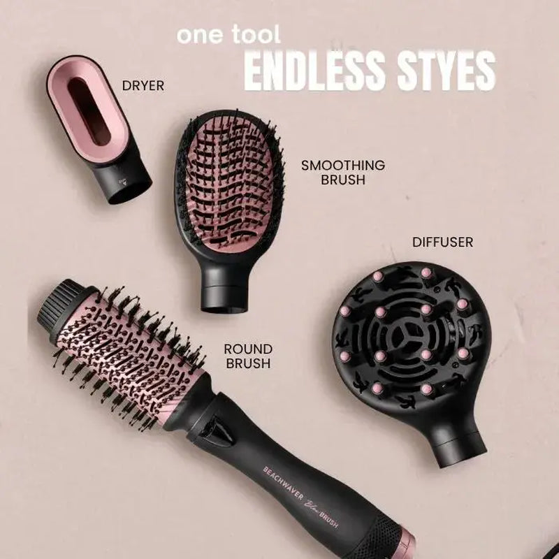Beachwaver Blow Brush – 4-In-1 Hair Dryer & Styler with Diffuser, round Brush & Smoothing Brush for Easy DIY Blowouts